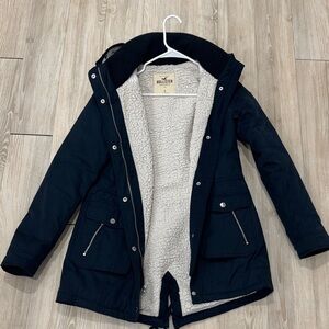 Hollister Navy Jacket with Cream Lining